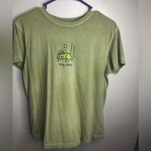 Life Is Good "Dog Days" Women Green Top Size Medium